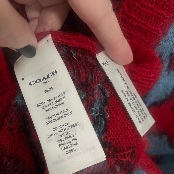 Coach Camo Print Intarsia V Neck Sweater Large - Picture 8 of 8